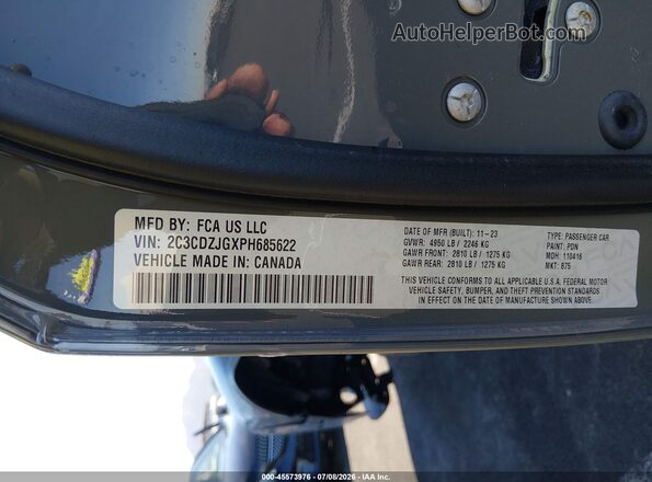 2C3CDZJGXPH685622 2023 DODGE CHALLENGER Gray Vista del compartimento del motor