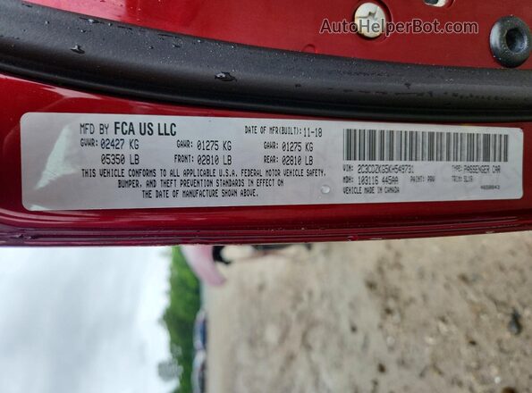 2C3CDZKG5KH549731 2019 DODGE CHALLENGER Red Widok komory silnika