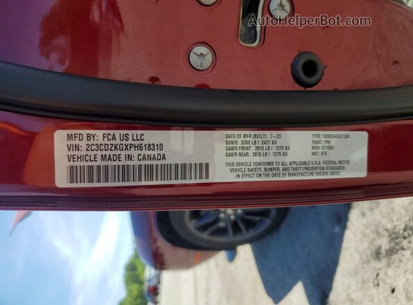 2C3CDZKGXPH618310 2023 DODGE CHALLENGER Красный Вид подкапотного пространства