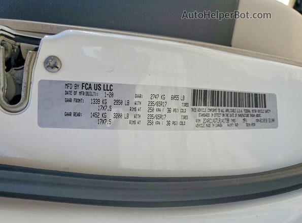 2C4RC1AG7LR141738 2020 CHRYSLER VOYAGER White Вид наклейки з VIN-кодом