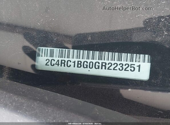 2C4RC1BG0GR223251 2016 CHRYSLER TOWN & COUNTRY White Вид підкапотного простору