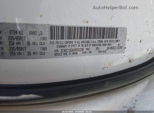 2C4RC1BG0HR583296 2017 CHRYSLER PACIFICA White Engine compartment view