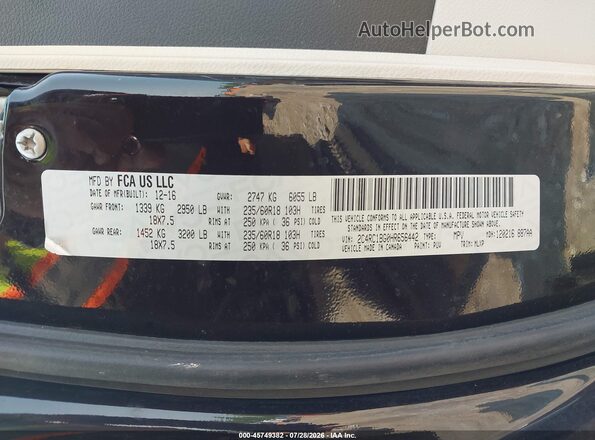 2C4RC1BG0HR656442 2017 CHRYSLER PACIFICA Black Շարժիչի բաժամունքի տեսք