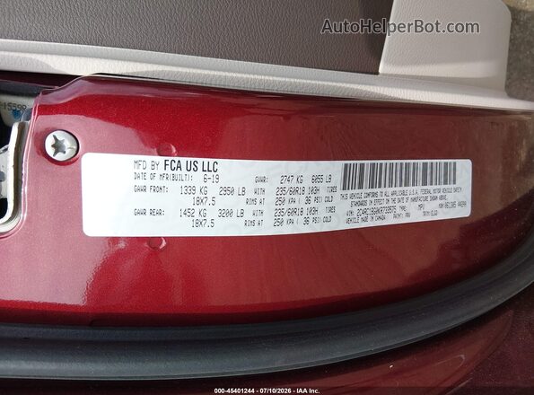 2C4RC1BG0KR733575 2019 CHRYSLER PACIFICA Red Вид підкапотного простору