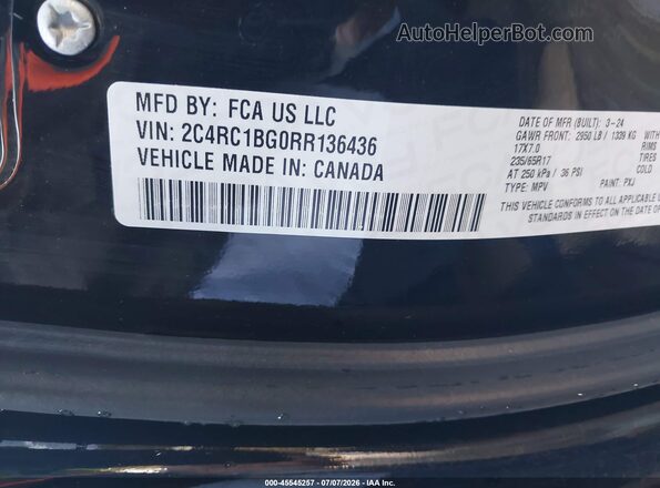 2C4RC1BG0RR136436 2024 CHRYSLER PACIFICA Black Vista del compartimento del motor