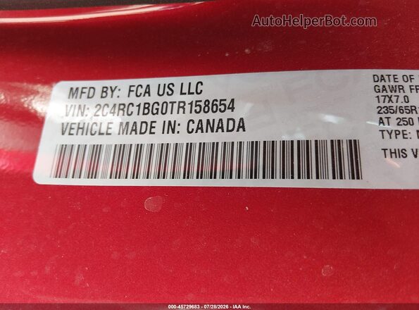 2C4RC1BG0TR158654 2026 CHRYSLER PACIFICA Red Engine compartment view