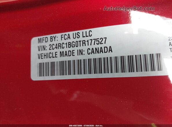 2C4RC1BG0TR177527 2026 CHRYSLER PACIFICA Maroon Շարժիչի բաժամունքի տեսք
