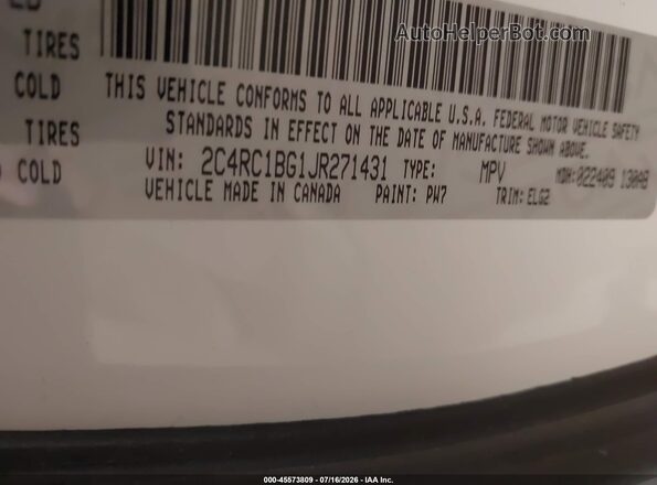 2C4RC1BG1JR271431 2018 CHRYSLER PACIFICA White Engine compartment view