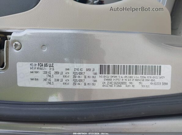 2C4RC1BG2GR288991 2016 CHRYSLER TOWN & COUNTRY Silver Вид підкапотного простору