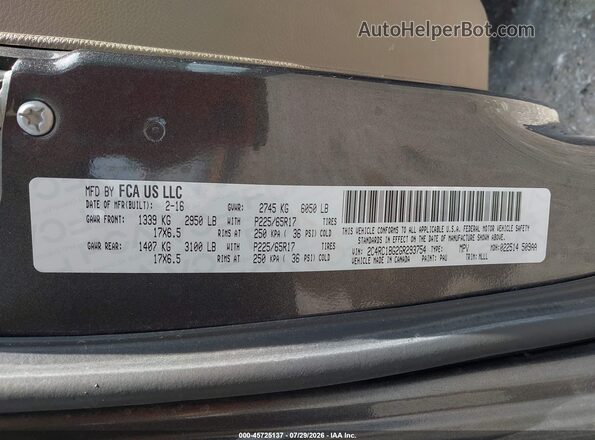 2C4RC1BG2GR293754 2016 CHRYSLER TOWN & COUNTRY Gray ძრავის განყოფილების ხედი