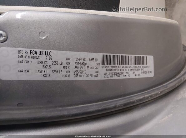 2C4RC1BG2HR528803 2017 CHRYSLER PACIFICA Silver Engine compartment view