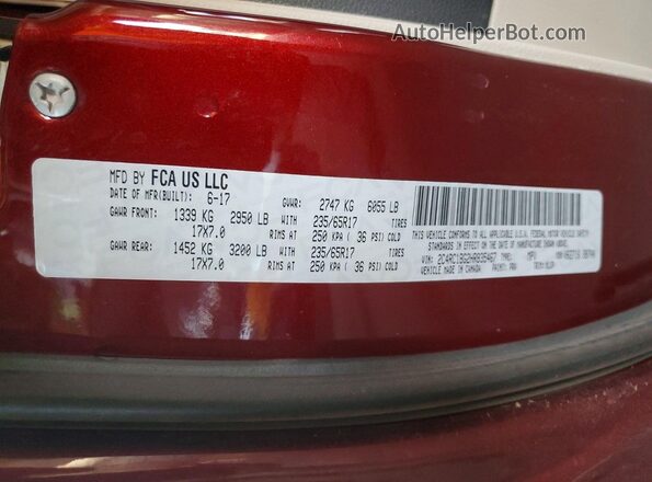 2C4RC1BG2HR835467 2017 CHRYSLER PACIFICA Burgundy VIN sticker view