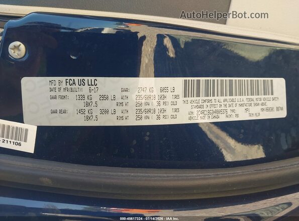 2C4RC1BG3HR805376 2017 CHRYSLER PACIFICA Dark Blue Vista del compartimento del motor