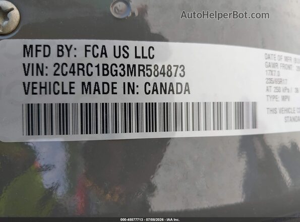 2C4RC1BG3MR584873 2021 CHRYSLER PACIFICA Серый Вид подкапотного пространства