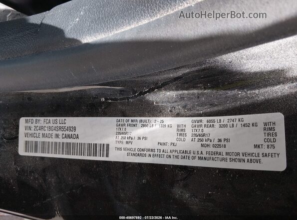 2C4RC1BG4SR554939 2025 CHRYSLER PACIFICA Black Widok komory silnika