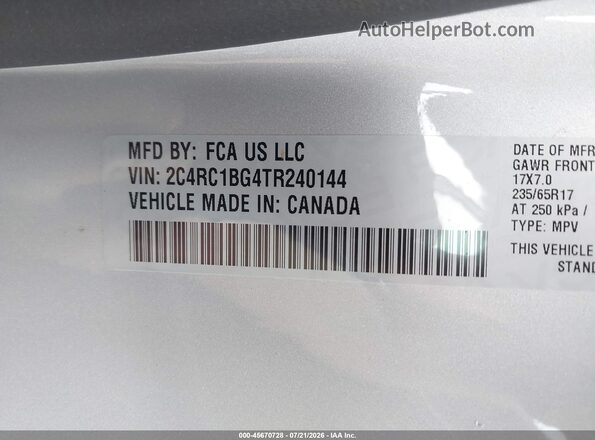2C4RC1BG4TR240144 2026 CHRYSLER PACIFICA Серебряный Вид подкапотного пространства