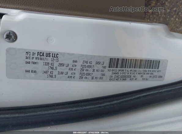 2C4RC1BG5GR229336 2016 CHRYSLER TOWN & COUNTRY White Вид підкапотного простору