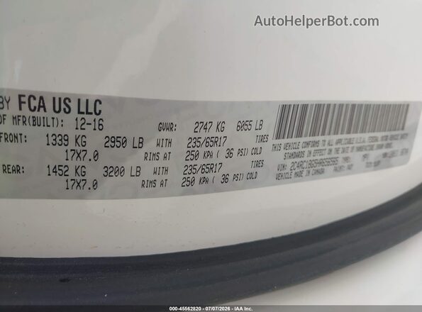 2C4RC1BG5HR656565 2017 CHRYSLER PACIFICA White Vista del compartimento del motor