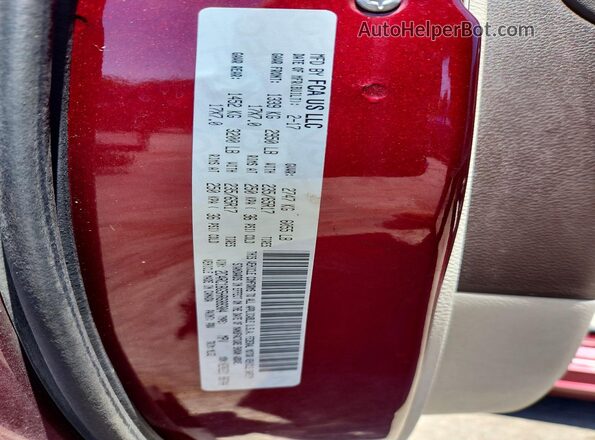 2C4RC1BG5HR688304 2017 CHRYSLER PACIFICA Red VIN კოდის სტიკერის ხედი