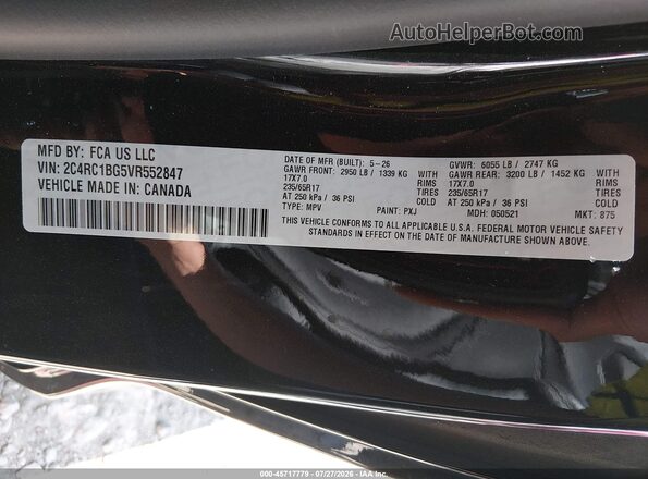 2C4RC1BG5VR552847 2027 CHRYSLER PACIFICA Black Widok komory silnika