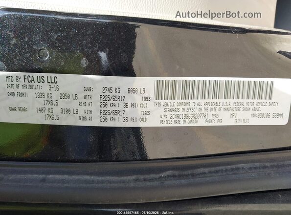 2C4RC1BG6GR287701 2016 CHRYSLER TOWN & COUNTRY Black Engine compartment view