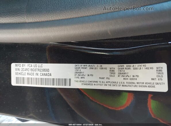 2C4RC1BG6TR239593 2026 CHRYSLER PACIFICA Black Շարժիչի բաժամունքի տեսք