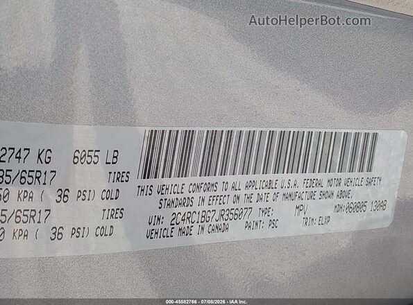 2C4RC1BG7JR356077 2018 CHRYSLER PACIFICA Silver Շարժիչի բաժամունքի տեսք