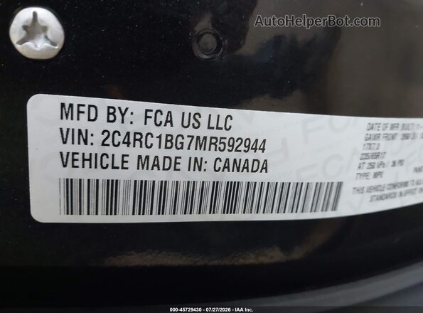 2C4RC1BG7MR592944 2021 CHRYSLER PACIFICA Black Вид підкапотного простору