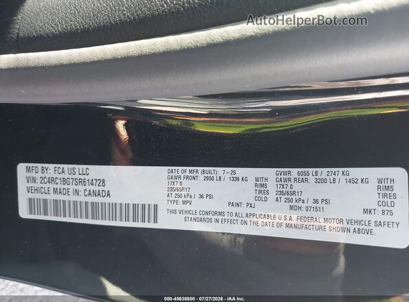 2C4RC1BG7SR614728 2025 CHRYSLER PACIFICA Black Vista del compartimento del motor