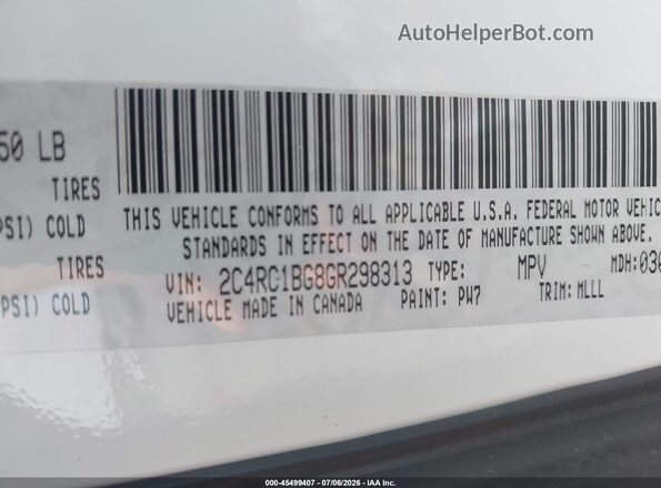 2C4RC1BG8GR298313 2016 CHRYSLER TOWN & COUNTRY White Вид підкапотного простору