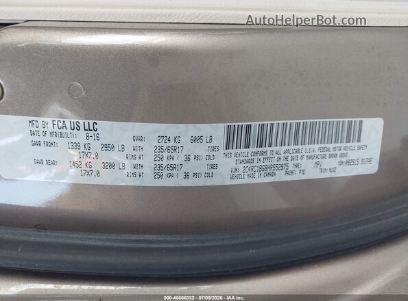 2C4RC1BG8HR552975 2017 CHRYSLER PACIFICA Brown Engine compartment view