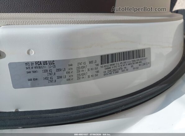 2C4RC1BG8LR134750 2020 CHRYSLER PACIFICA White Widok komory silnika