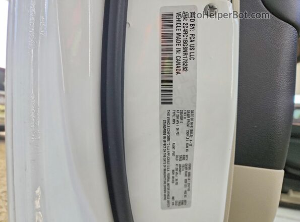 2C4RC1BG8NR178282 2022 CHRYSLER PACIFICA White VIN կոդի պիտակի տեսք