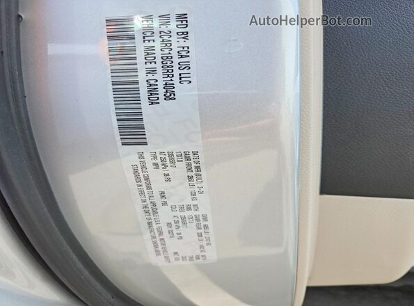 2C4RC1BG8RR140458 2024 CHRYSLER PACIFICA Silver VIN կոդի պիտակի տեսք
