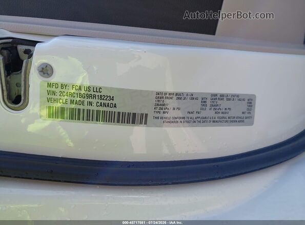 2C4RC1BG9RR182234 2024 CHRYSLER PACIFICA White Widok komory silnika