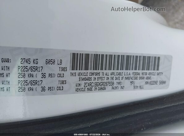2C4RC1BGXGR287930 2016 CHRYSLER TOWN & COUNTRY White Widok komory silnika