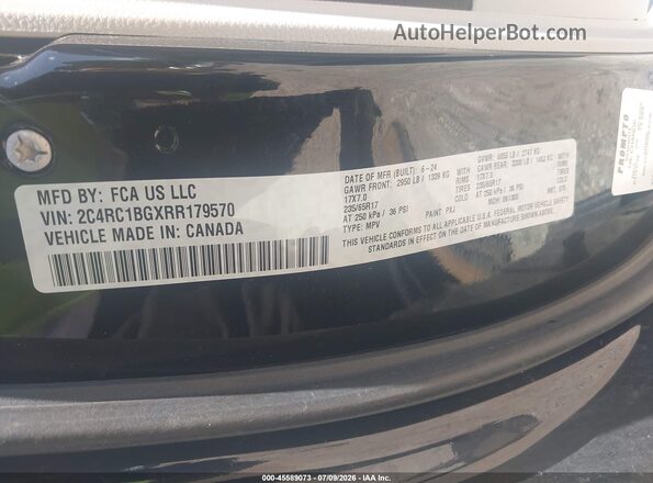 2C4RC1BGXRR179570 2024 CHRYSLER PACIFICA Черный Вид наклейки с VIN-кодом