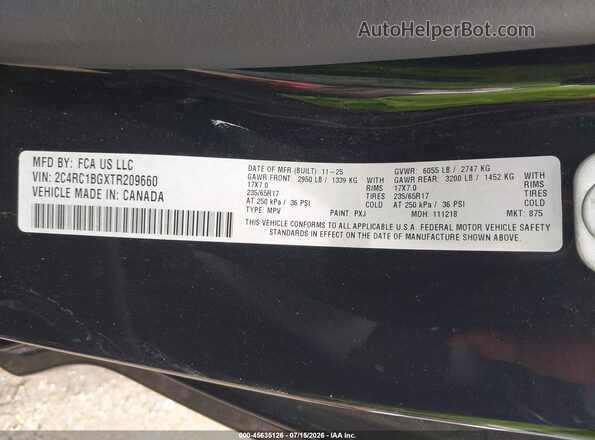 2C4RC1BGXTR209660 2026 CHRYSLER PACIFICA Black ძრავის განყოფილების ხედი