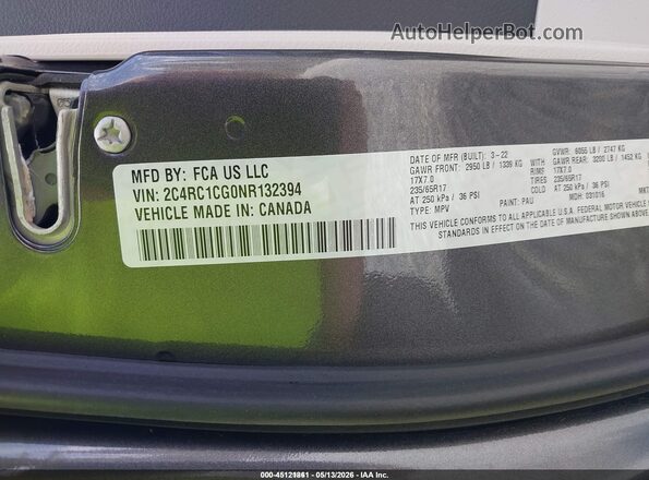 2C4RC1CG0NR132394 2022 CHRYSLER VOYAGER Gray Vista del compartimento del motor