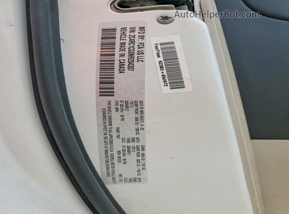 2C4RC1CG0NR204307 2022 CHRYSLER VOYAGER White VIN կոդի պիտակի տեսք