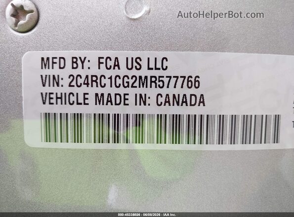 2C4RC1CG2MR577766 2021 CHRYSLER VOYAGER Silver Vista del compartimento del motor