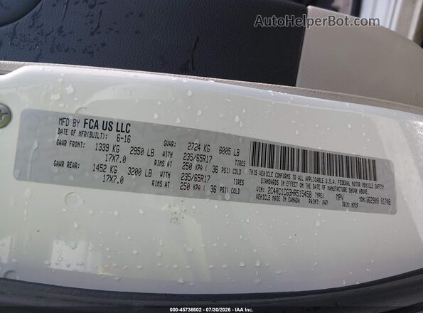2C4RC1CG3HR515458 2017 CHRYSLER PACIFICA White Вид підкапотного простору