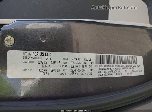 2C4RC1CG4HR519874 2017 CHRYSLER PACIFICA Gray Engine compartment view