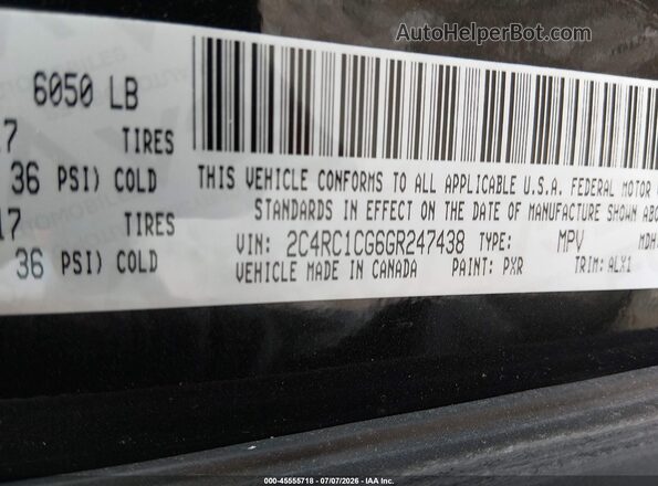 2C4RC1CG6GR247438 2016 CHRYSLER TOWN & COUNTRY Black Вид підкапотного простору