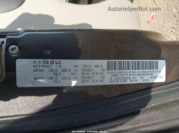 2C4RC1CG7GR222791 2016 CHRYSLER TOWN & COUNTRY Gray Вид підкапотного простору
