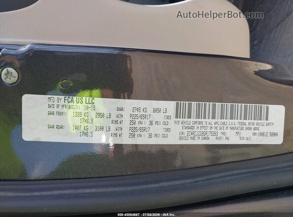 2C4RC1CG9GR175263 2016 CHRYSLER TOWN & COUNTRY Gray ძრავის განყოფილების ხედი