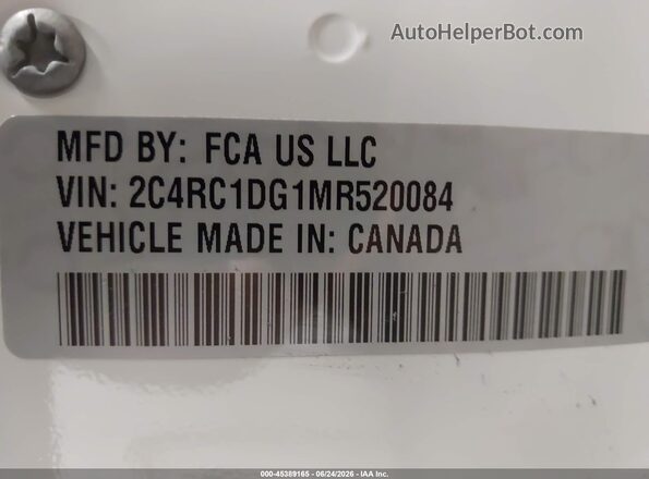 2C4RC1DG1MR520084 2021 CHRYSLER VOYAGER White ძრავის განყოფილების ხედი