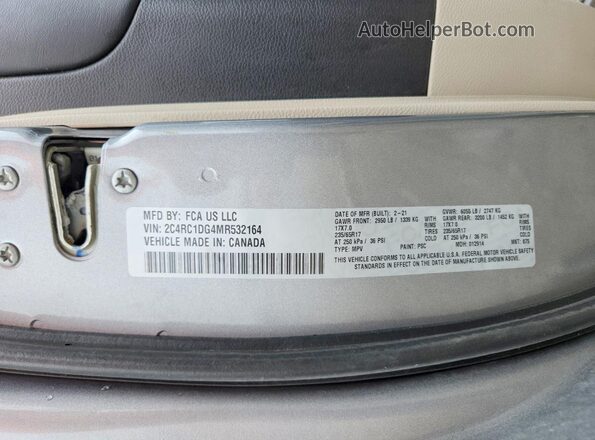 2C4RC1DG4MR532164 2021 CHRYSLER VOYAGER Silver Սալոնի 360 աստիճան տեսք