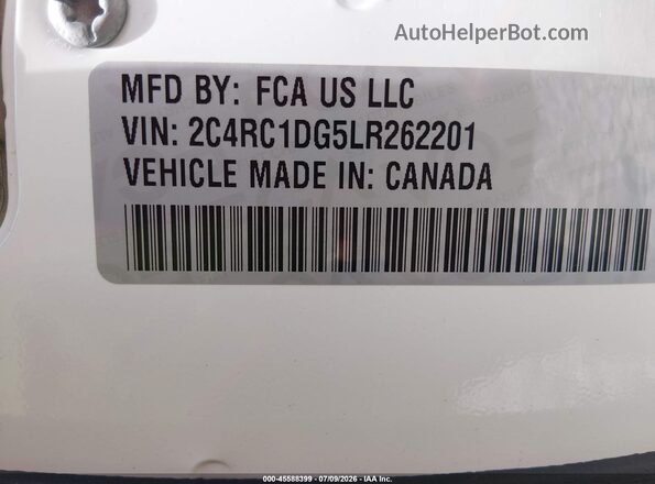 2C4RC1DG5LR262201 2020 CHRYSLER VOYAGER White Widok komory silnika