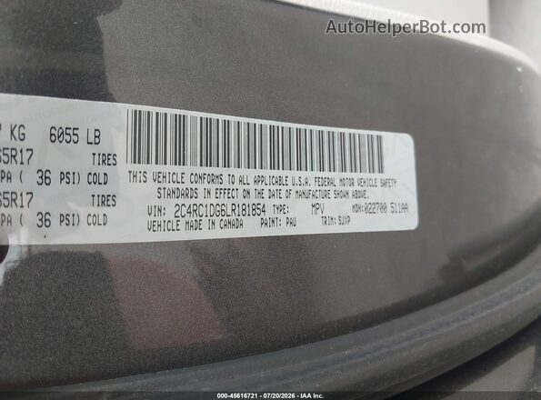 2C4RC1DG6LR181854 2020 CHRYSLER VOYAGER Gray Widok komory silnika